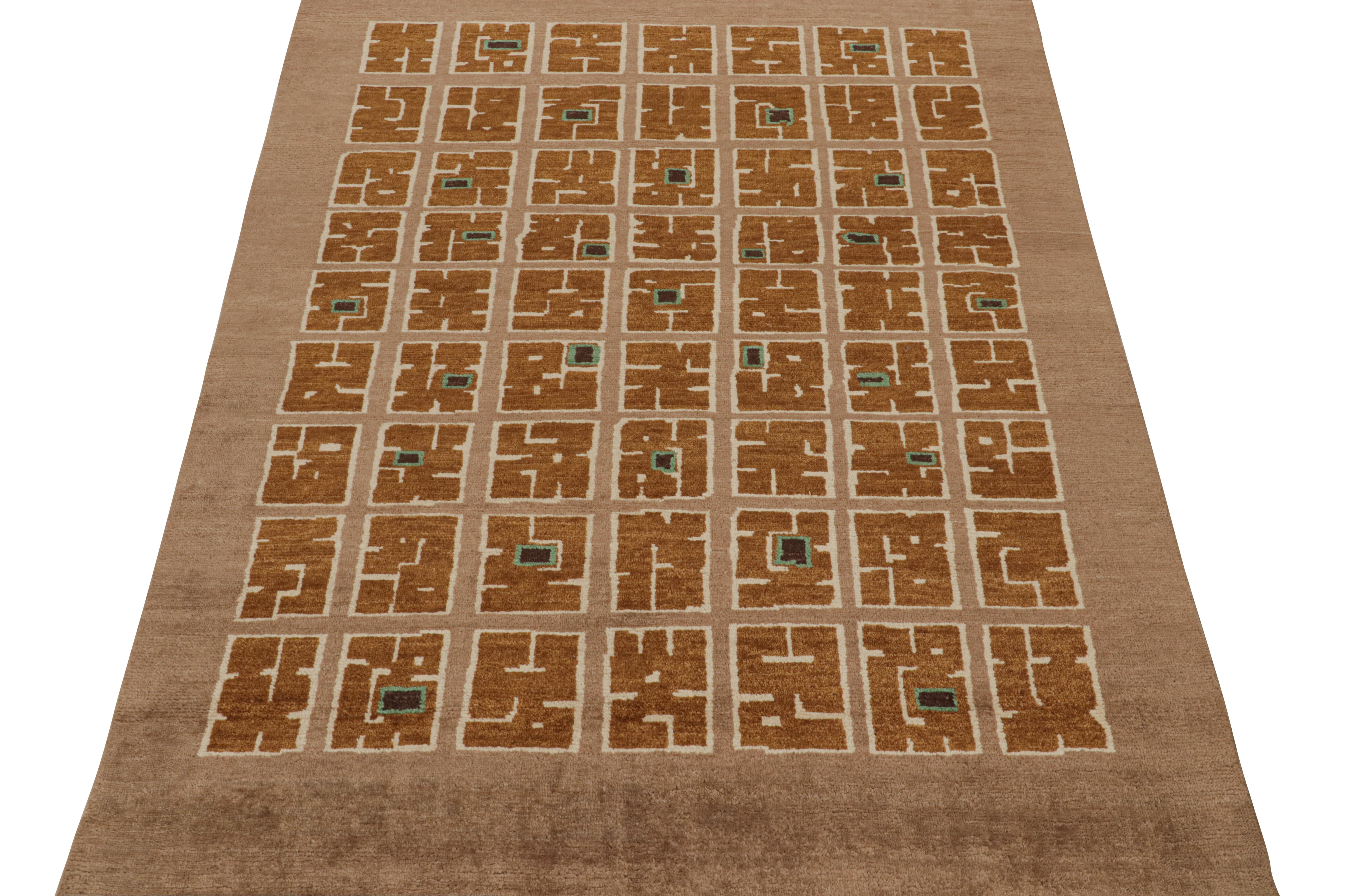 Rug & Kilims französischer Art-Déco-Teppich in Brauntönen mit Mustern (Art déco) im Angebot