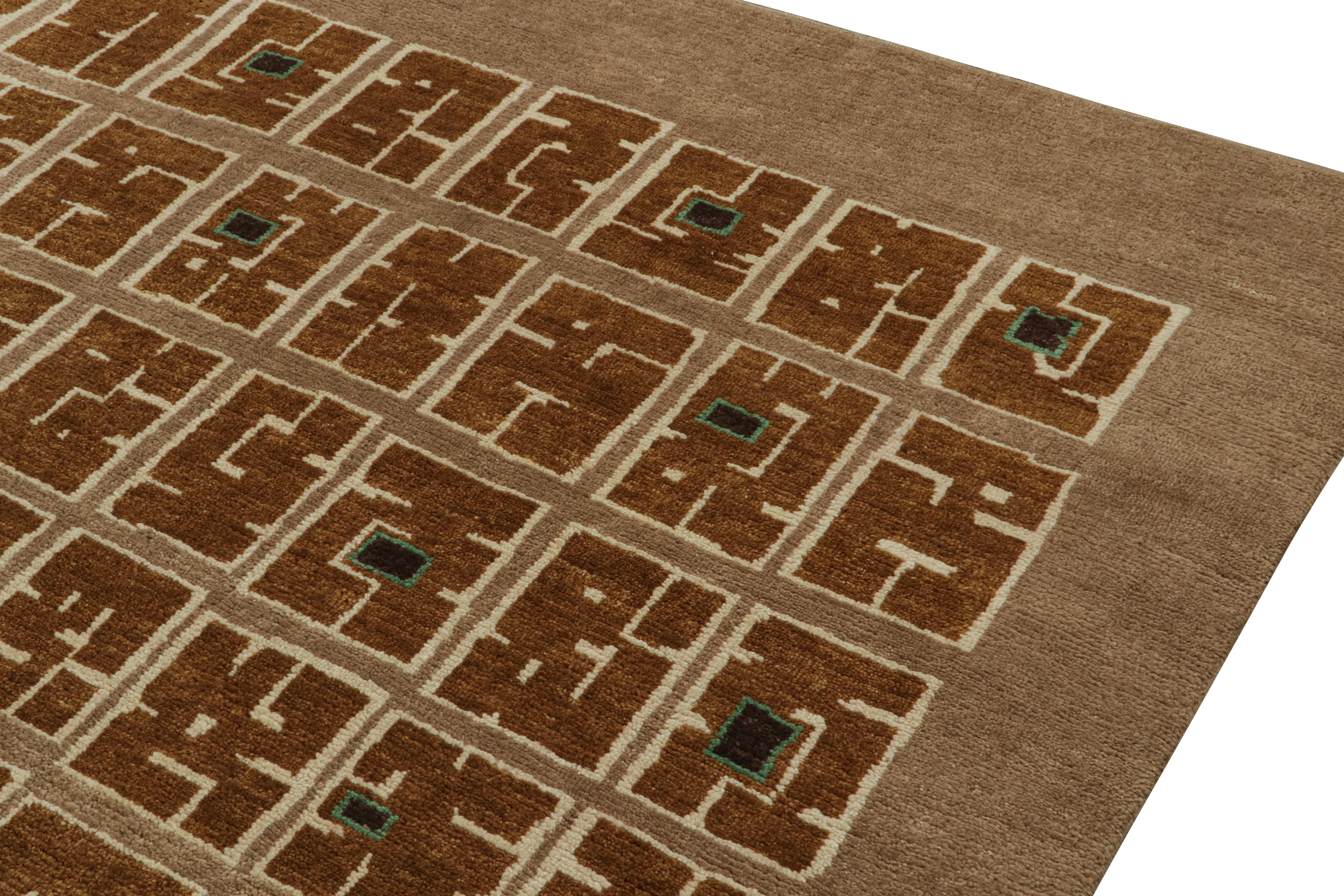 Rug & Kilims französischer Art-Déco-Teppich in Brauntönen mit Mustern (Handgeknüpft) im Angebot