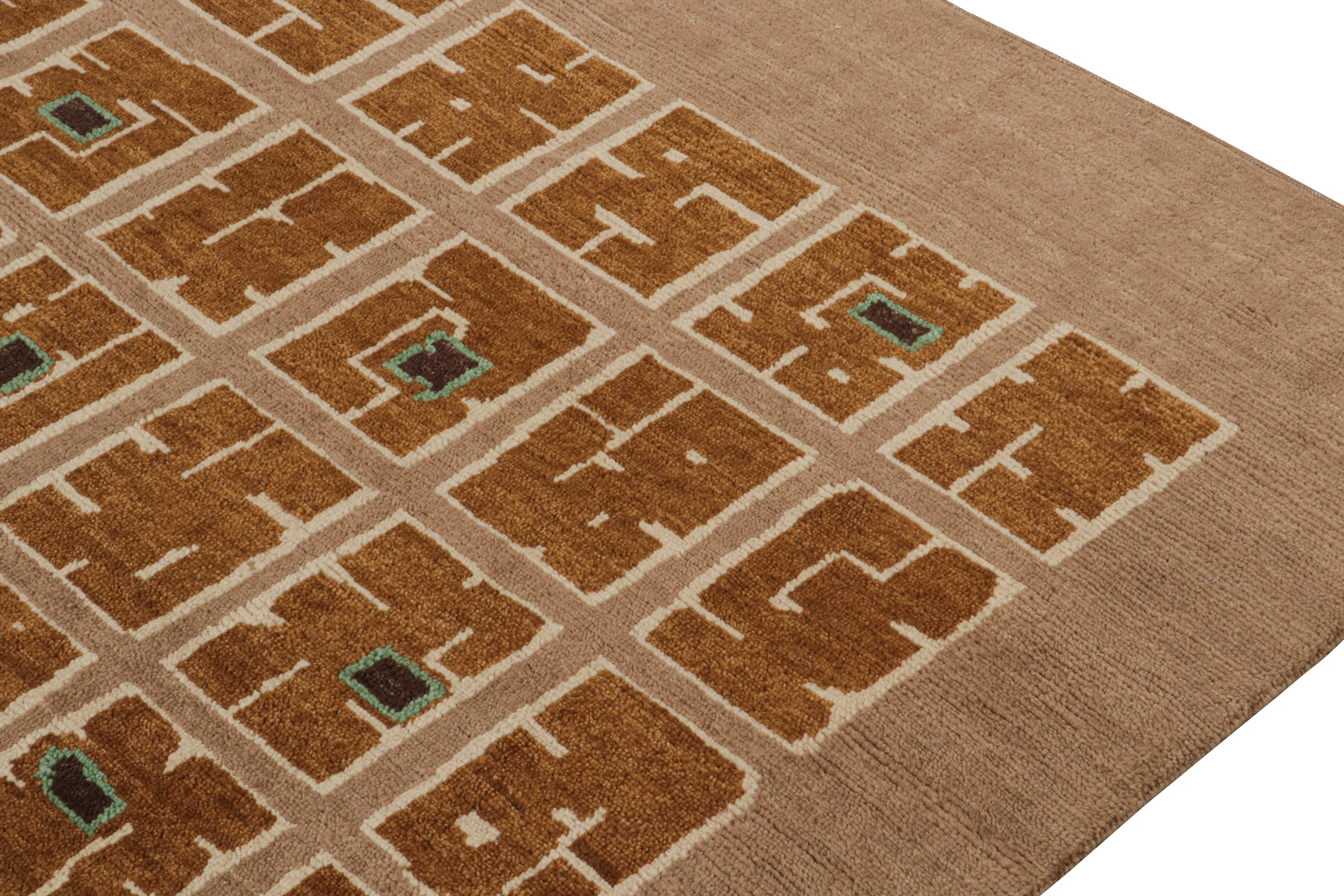 Rug & Kilims französischer Art-Déco-Teppich in Brauntönen mit Mustern (Handgeknüpft) im Angebot