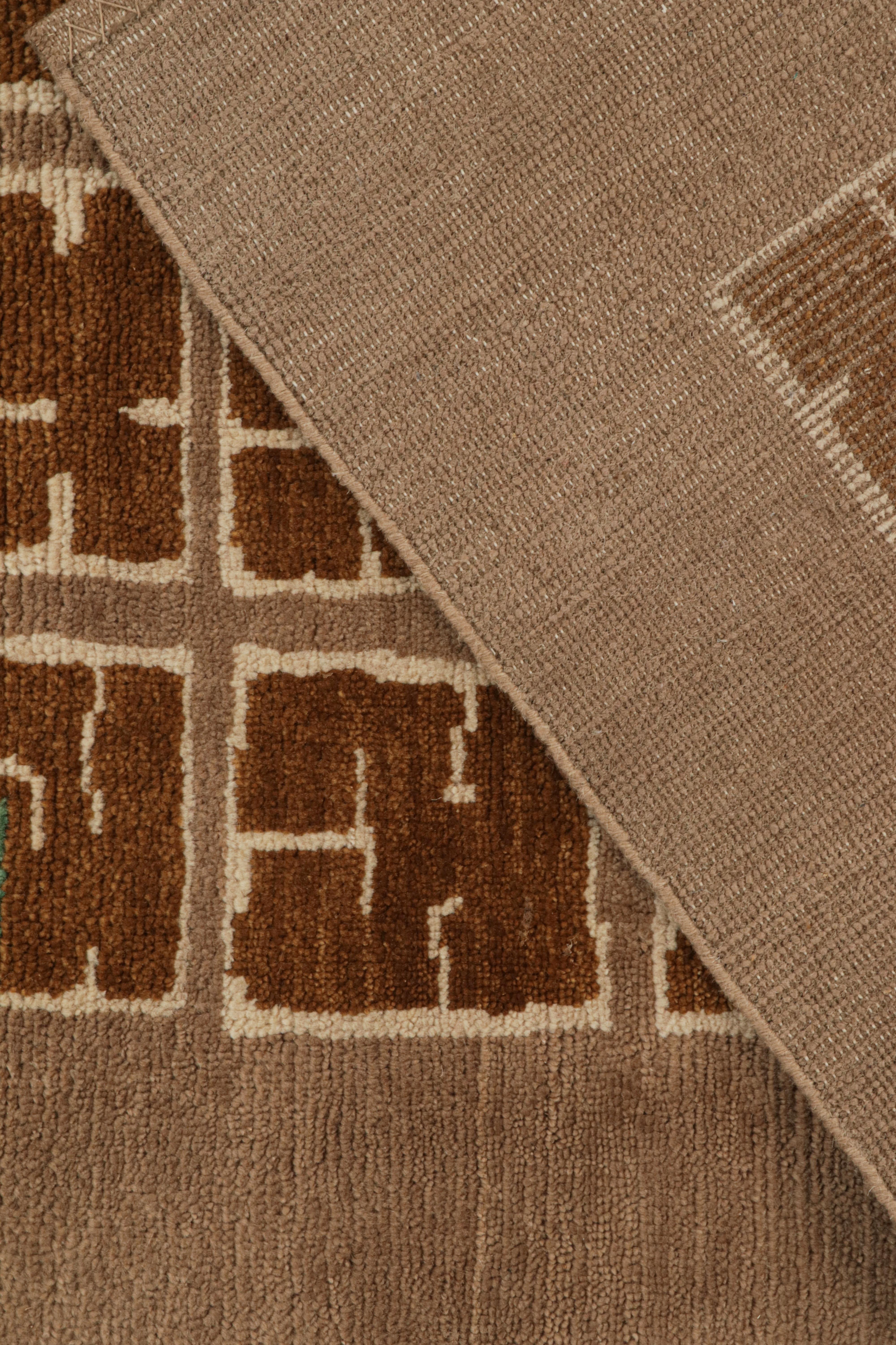 Wool Rug & Kilim’s French Style Art Deco Rug in Tones of Brown with Patterns For Sale