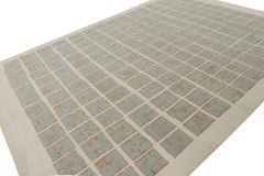Rug & Kilim’s French Style Art Deco rug with White & Blue Geometric Patterns
