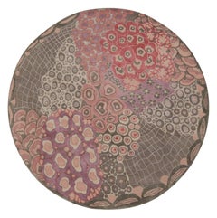 Tappeto circolare Art Deco in stile francese con motivi policromatici di Rug & Kilim