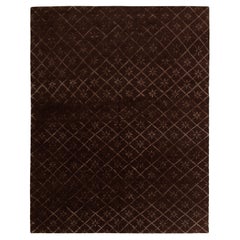 Rug & Kilim's Französischer Teppich in Brown mit Gittern und geometrischen Mustern