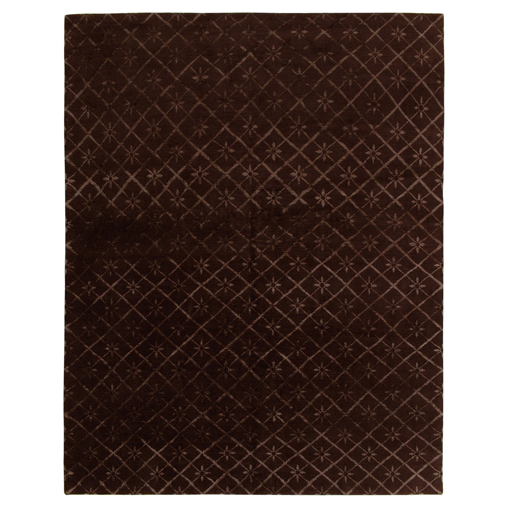 Rug & Kilim è un tappeto in stile francese di colore marrone con motivi geometrici e a traliccio in vendita