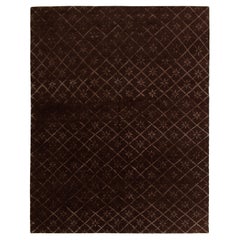 Rug & Kilim's French Style Rug in Brown with Lattices, Geometric Patterns (tapis de style français à motifs géométriques)