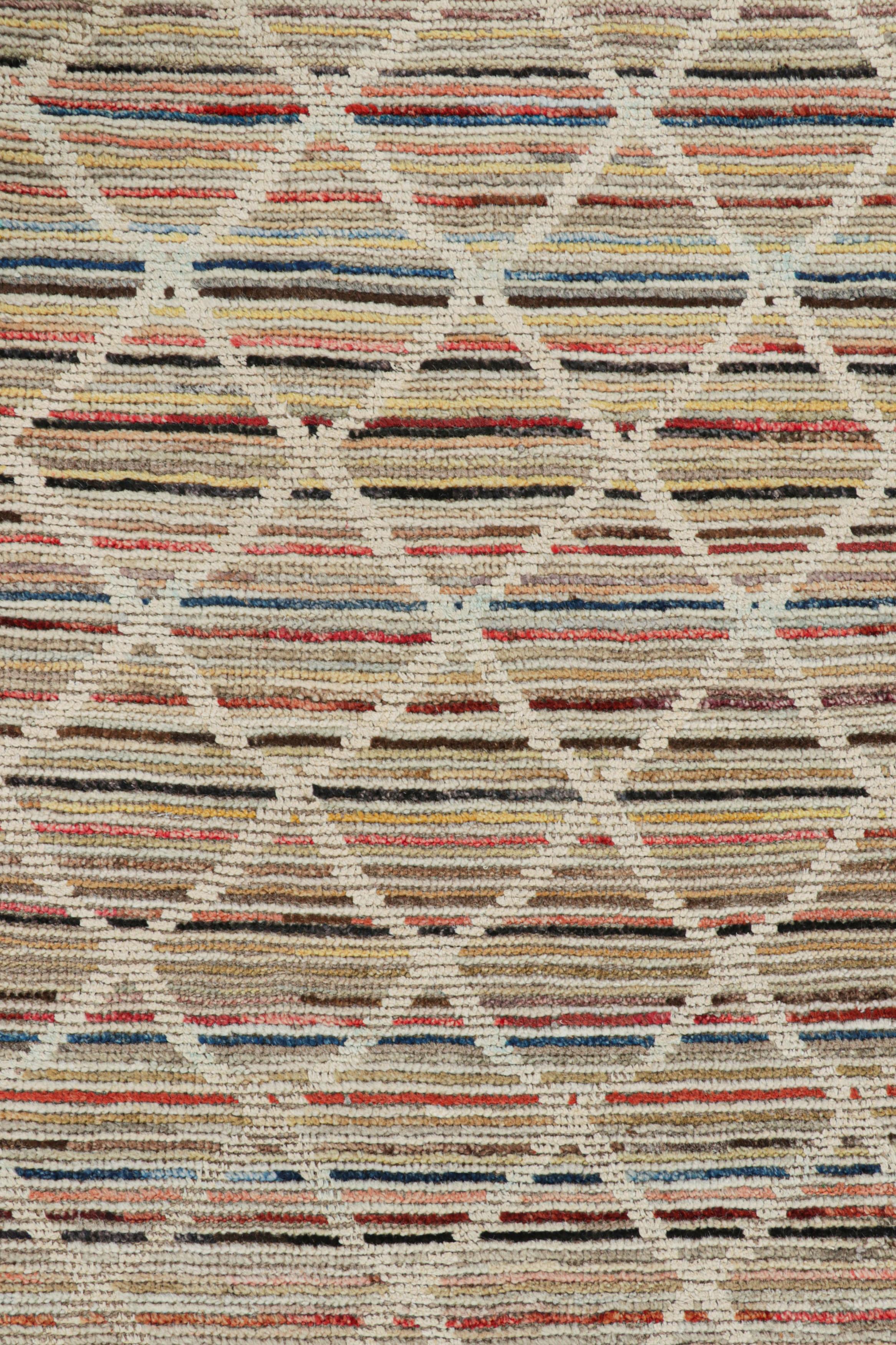 Rug & Kilim’s Gallery Runner Rug with Colorful Stripes and Geometric Patterns In New Condition For Sale In Long Island City, NY