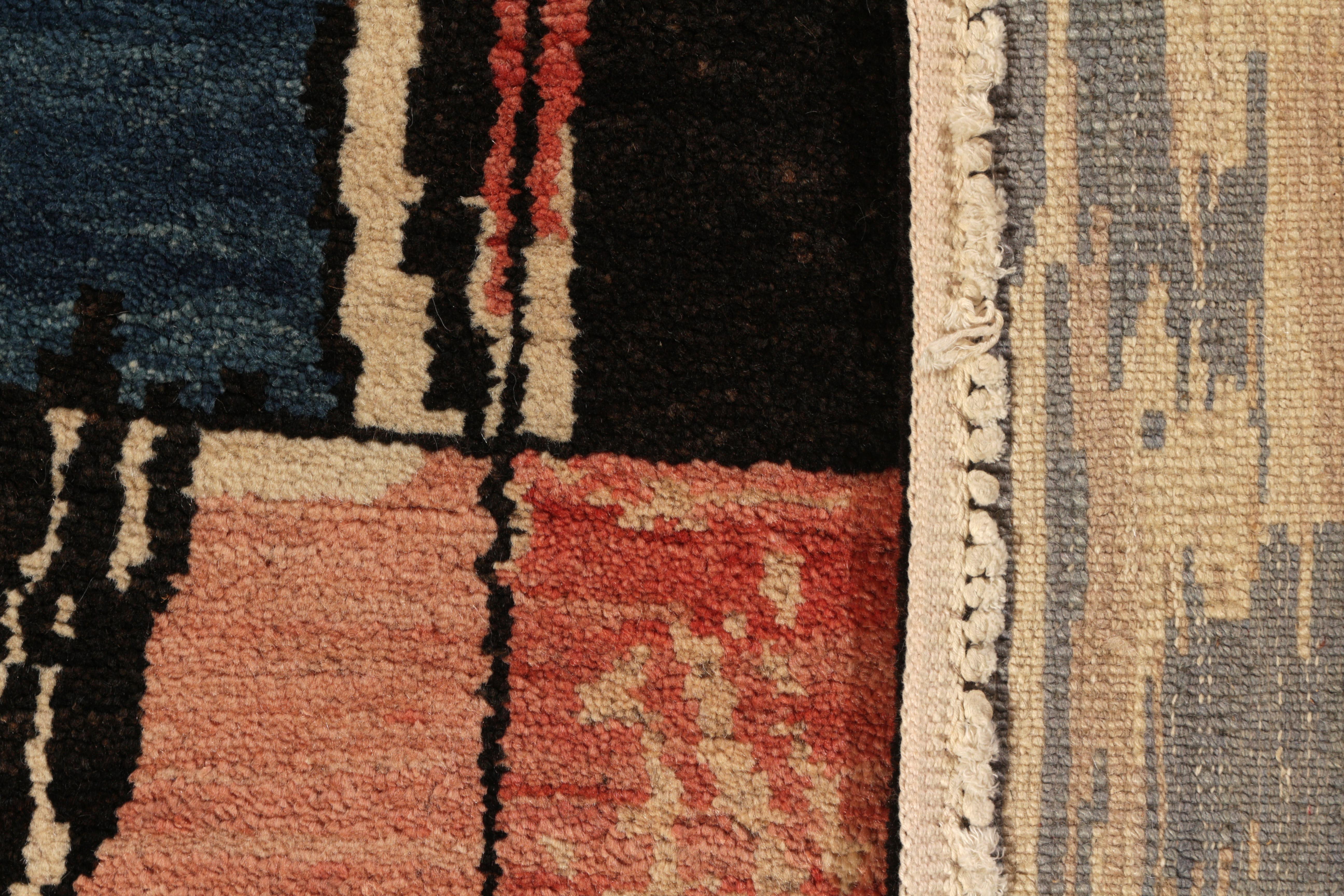 Hand-Knotted Rug & Kilim's Geometric Abstract Rug Red and Blue Modern Pattern For Sale