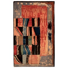 Rug & Kilim's Geometric Abstract Rug Red and Blue Modern Pattern