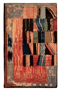 Rug & Kilim's Geometric Abstract Rug Red and Blue Modern Pattern