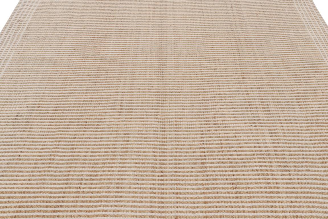 Rug & Kilim’s Modern Striped Flatweave in Beige and Cream Tones For Sale 1