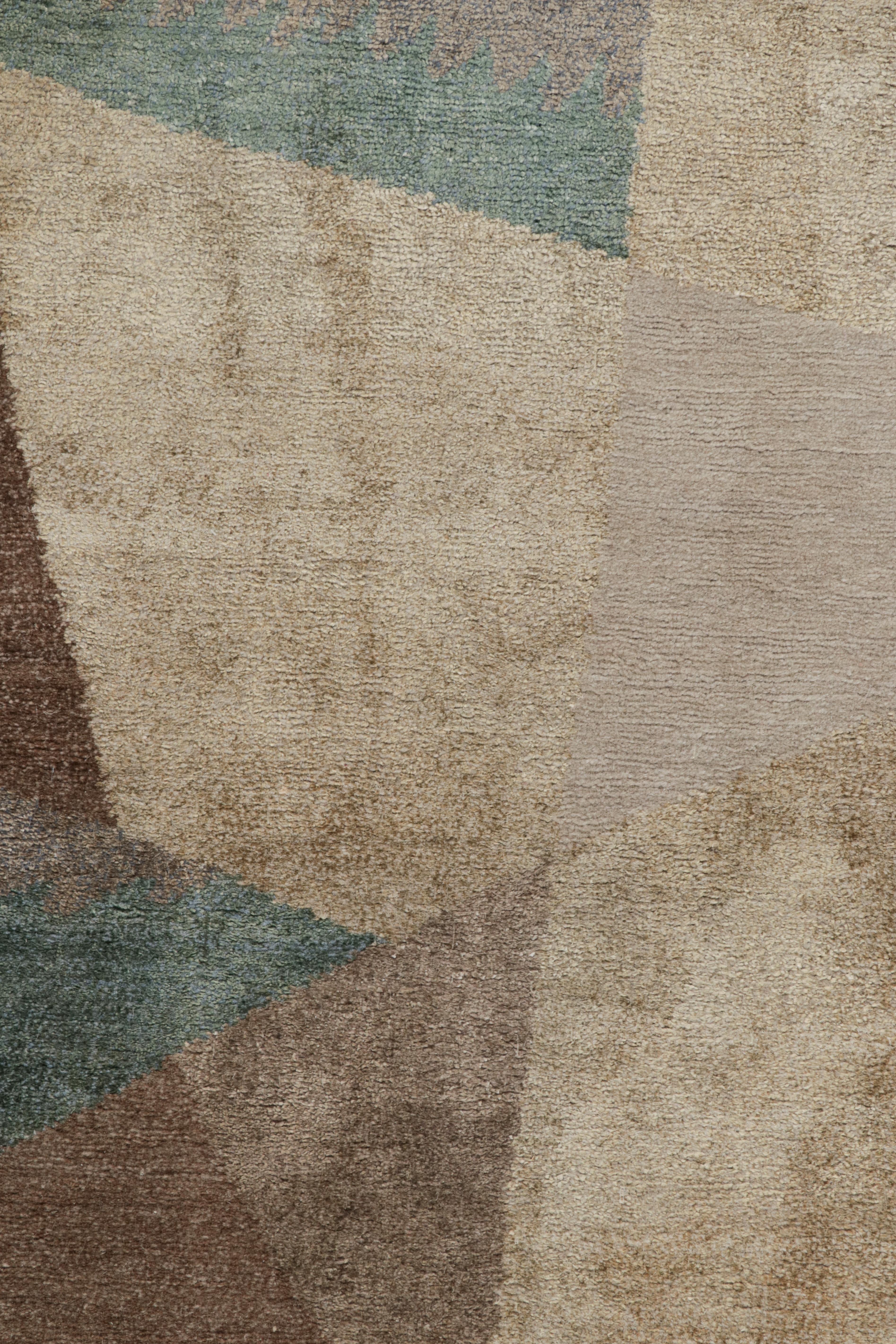 Alfombra de lana y seda Rug & Kilim's Geometric King Lear Azul y Beige Siglo XXI y contemporáneo en venta