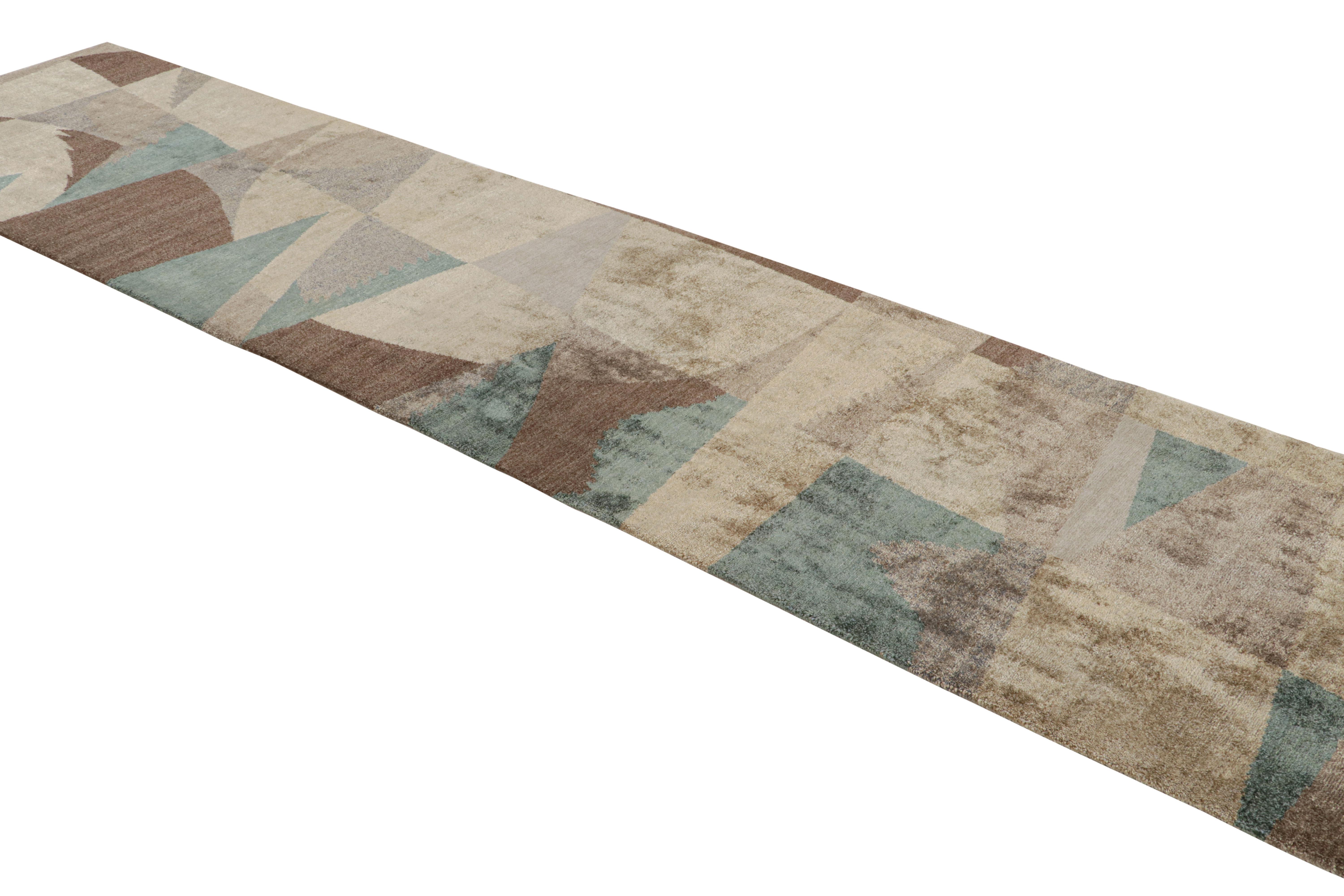 Alfombra de lana y seda Rug & Kilim's Geometric King Lear Azul y Beige Anudado a mano en venta