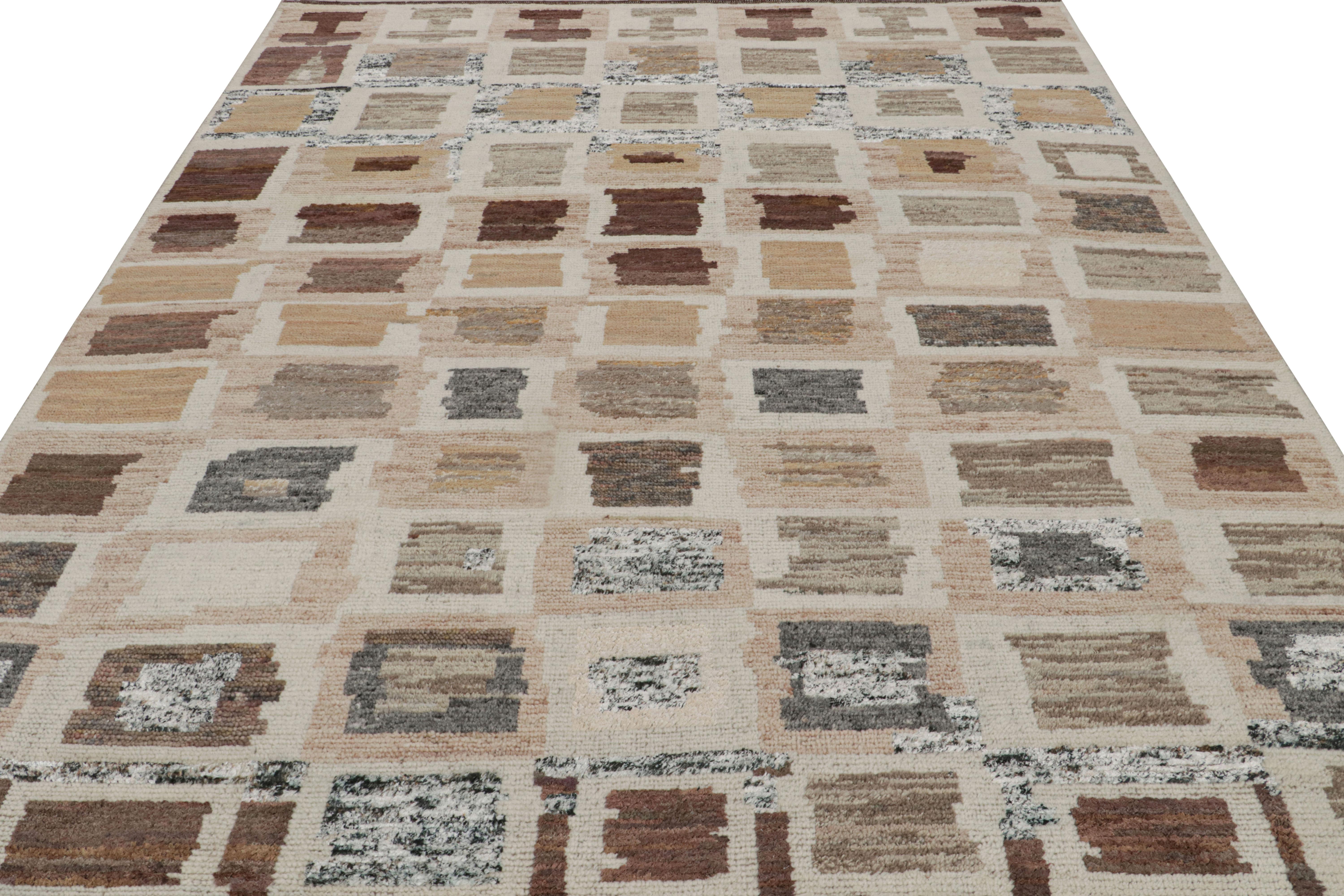 Moderno Rug & Kilim - Tappeto geometrico in stile marocchino nei colori beige-marrone e grigio in vendita