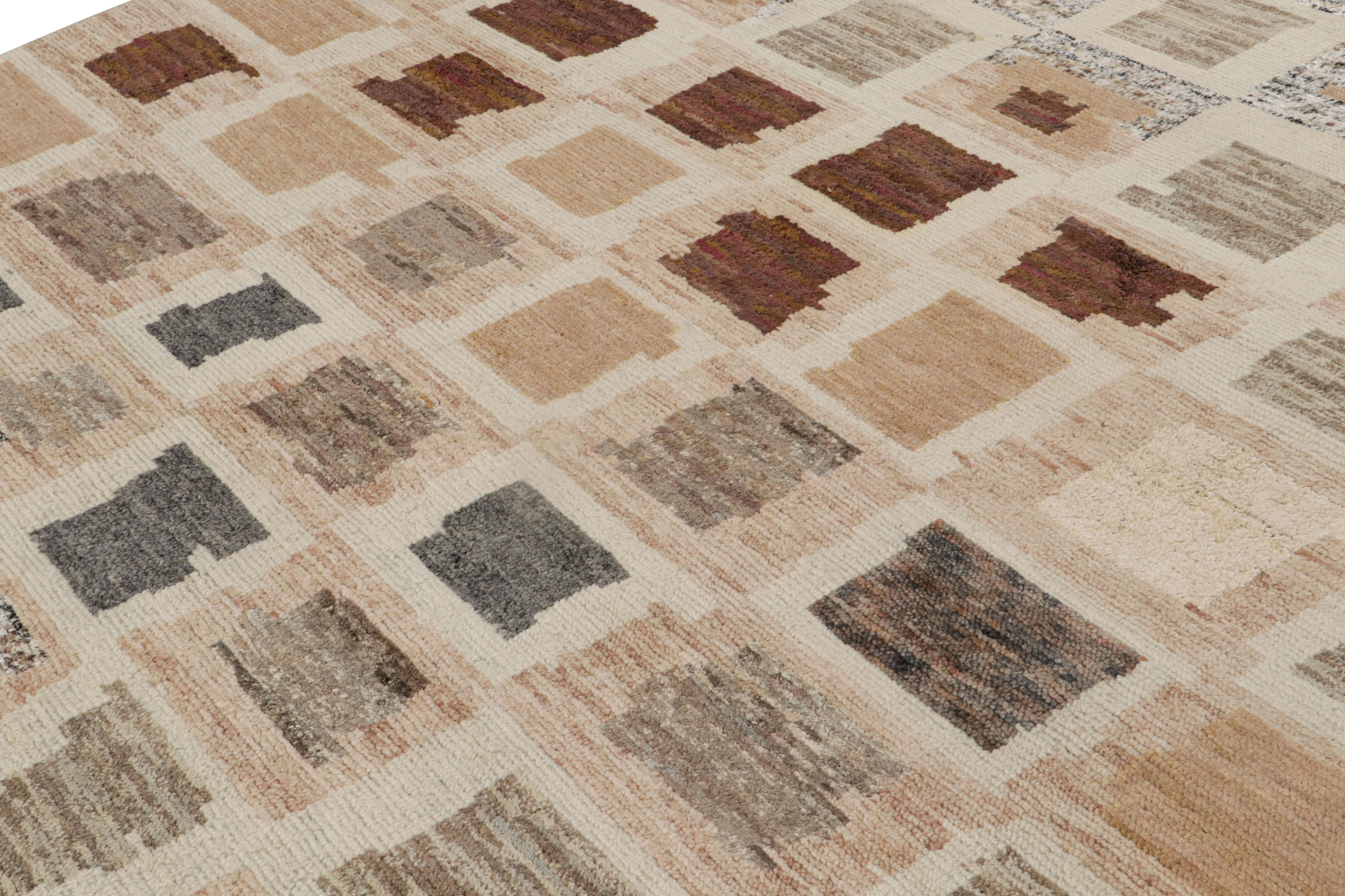 Indiano Rug & Kilim - Tappeto geometrico in stile marocchino nei colori beige-marrone e grigio in vendita