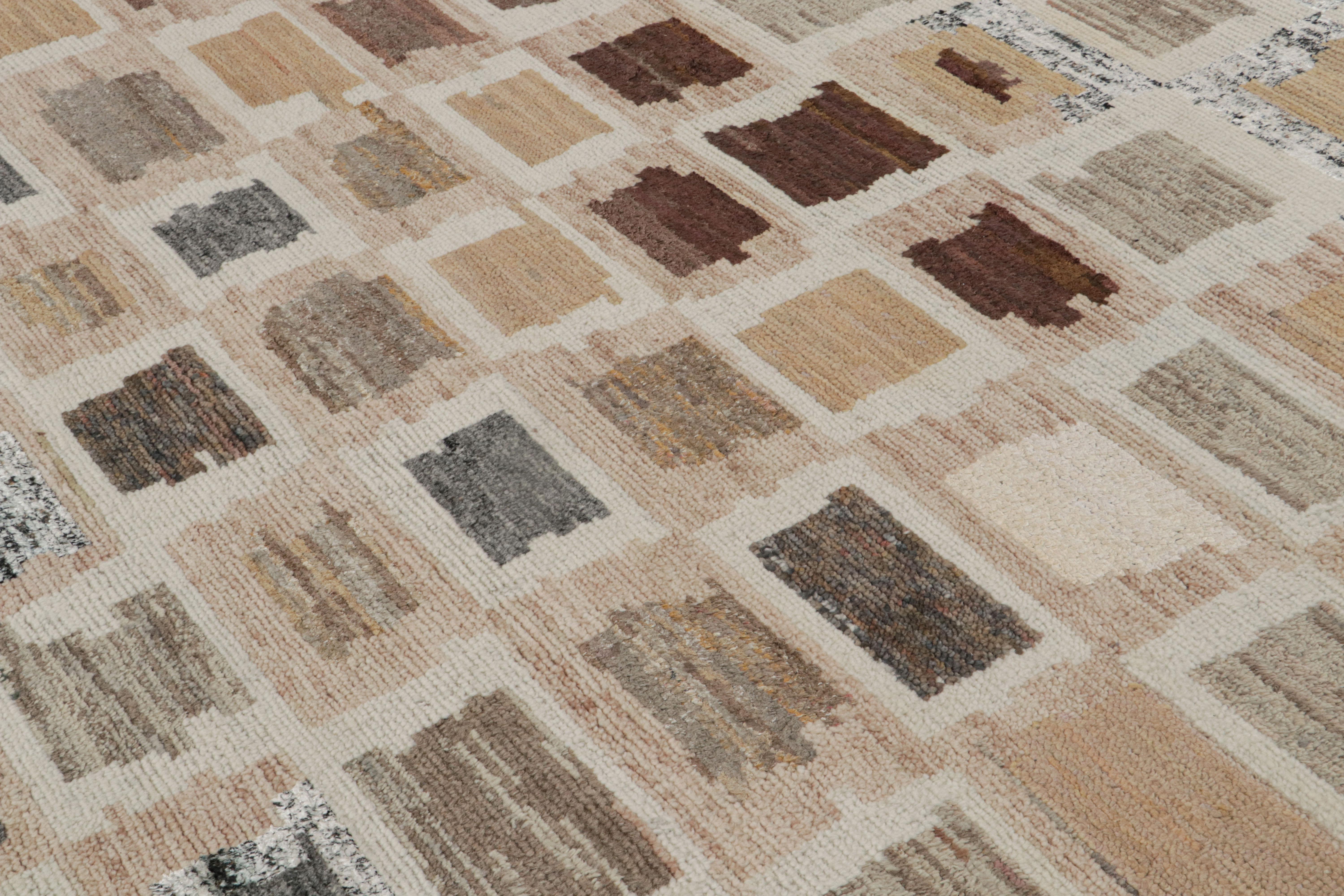 Indiano Rug & Kilim - Tappeto geometrico in stile marocchino nei colori beige-marrone e grigio in vendita