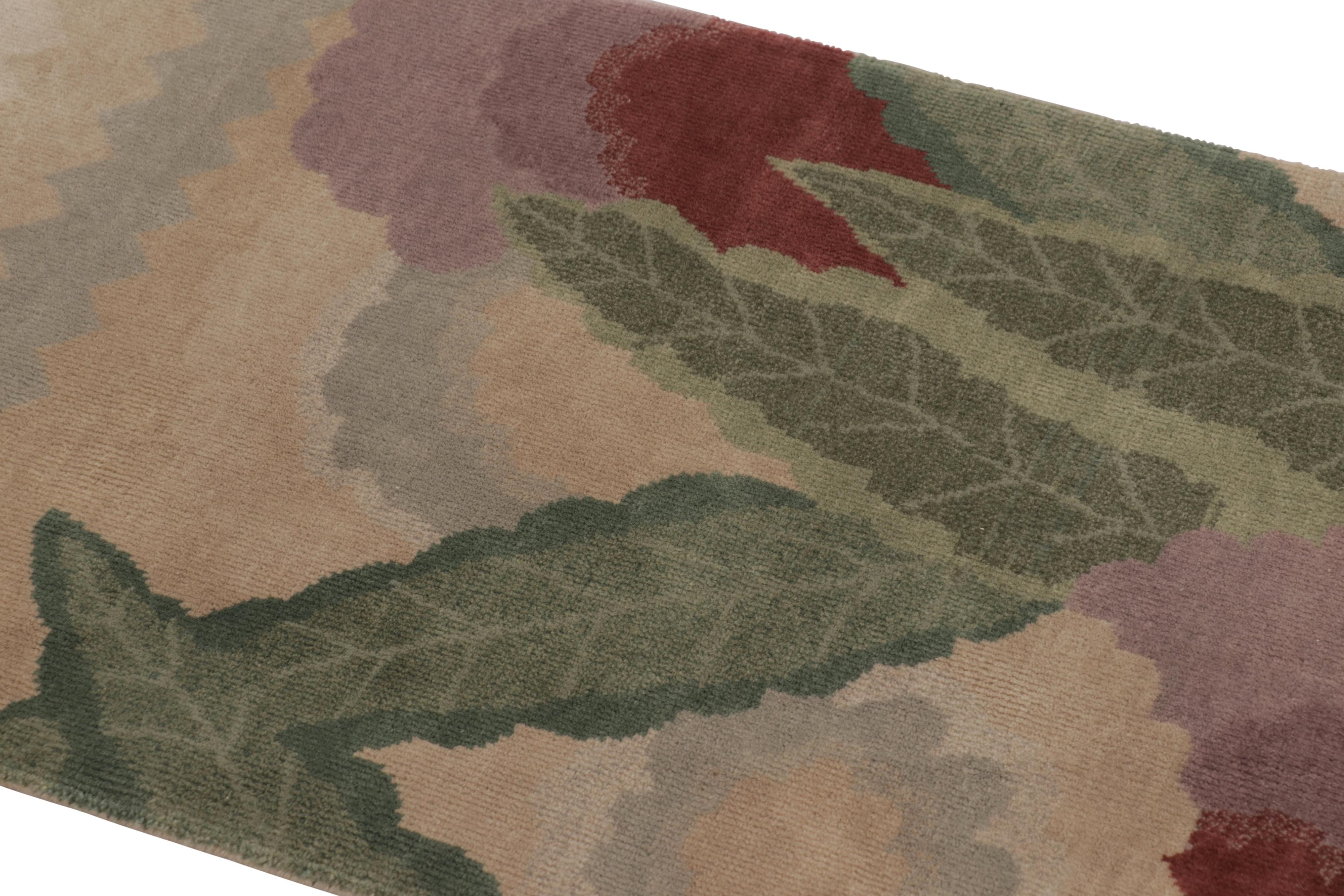 Questo tappeto in lana 2x3 annodato a mano è un tappeto contemporaneo in formato regalo che rappresenta la collezione di tappeti Art Deco cinesi di Rug & Kilim. Il design reimmagina pezzi d'epoca degli anni '20 e altri rari tappeti antichi e vintage