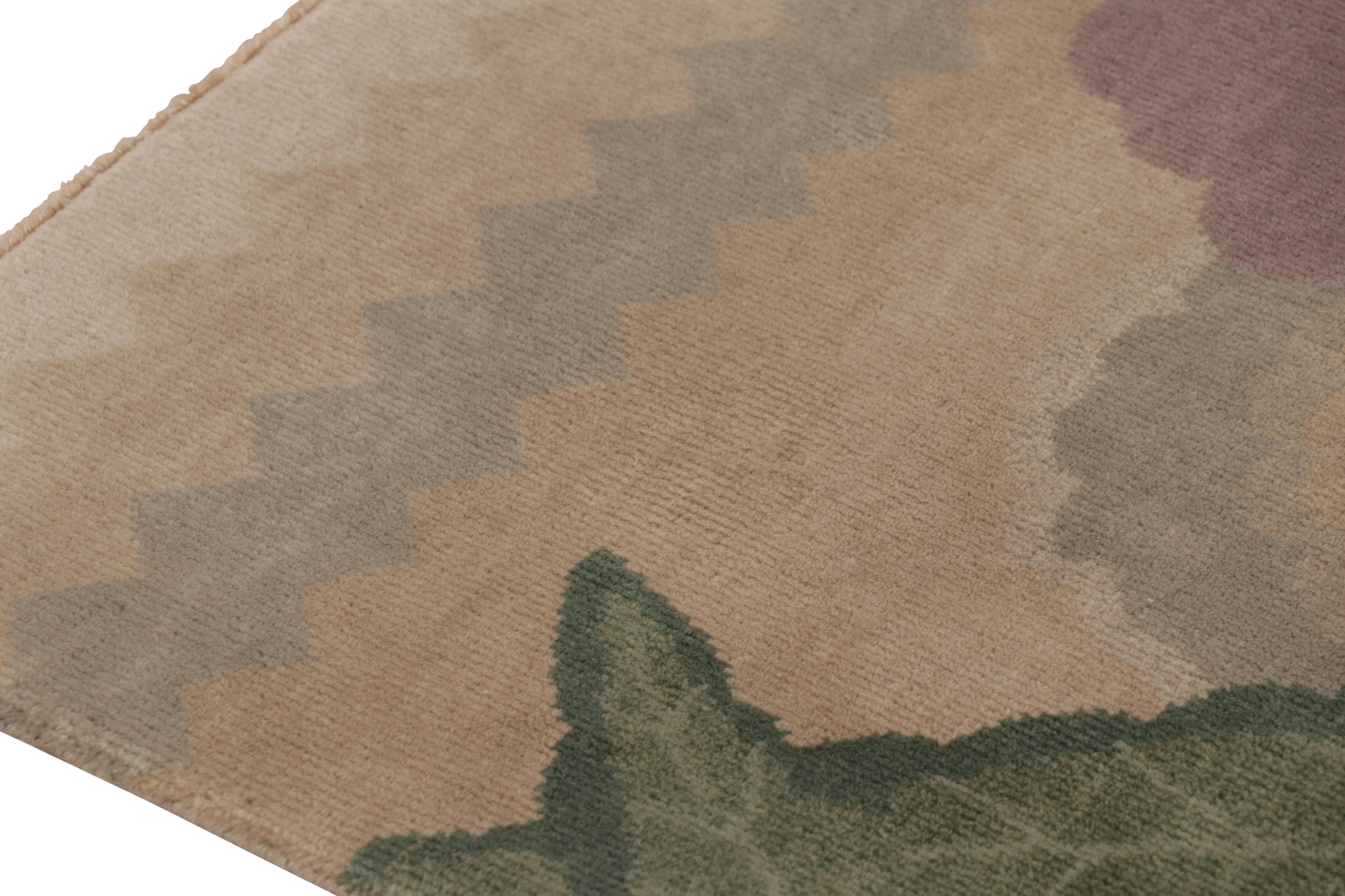 Indiano Rug & Kilim è un tappeto cinese in stile Art Deco di colore grigio con motivi floreali, in formato regalo. in vendita