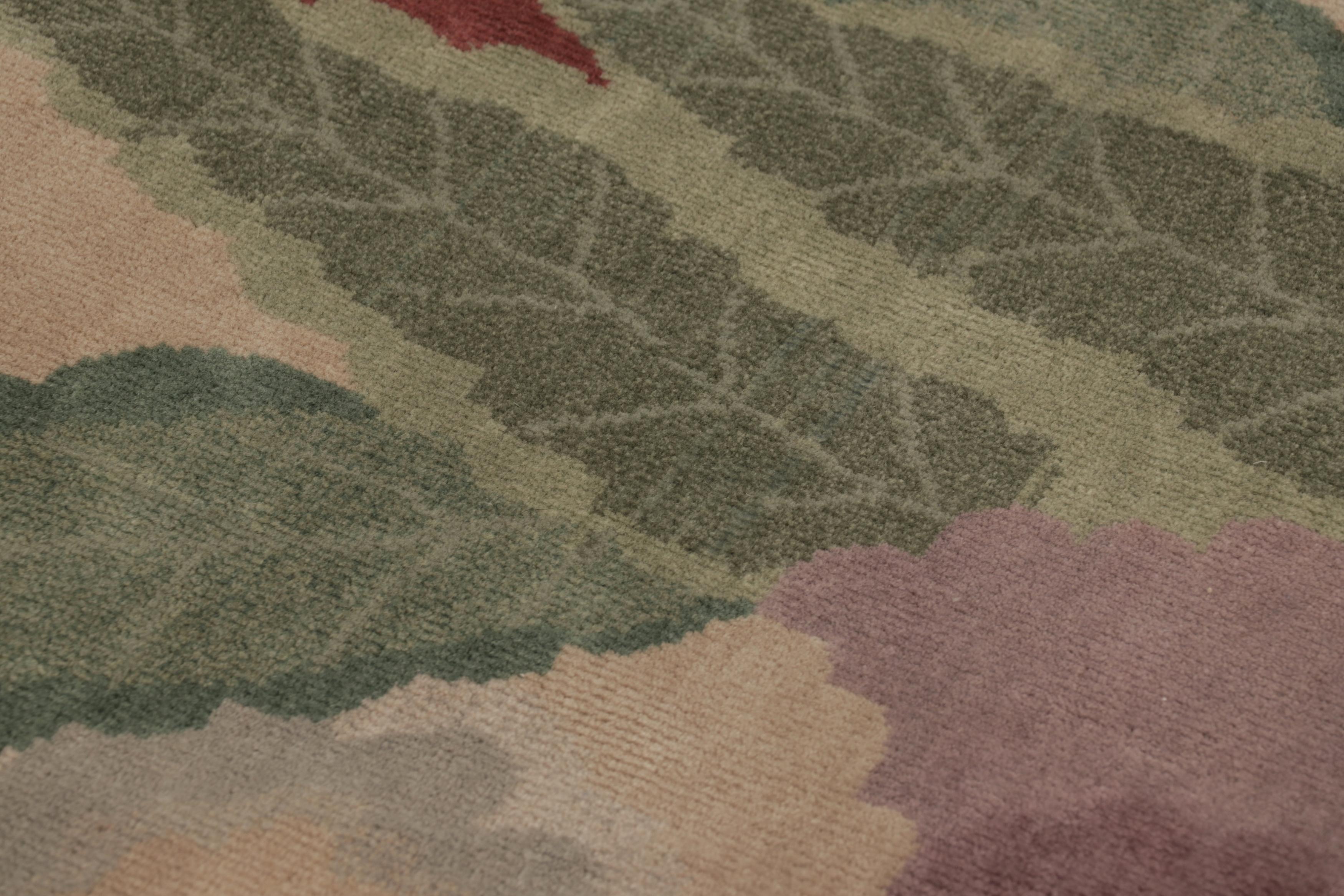 Annodato a mano Rug & Kilim è un tappeto cinese in stile Art Deco di colore grigio con motivi floreali, in formato regalo. in vendita
