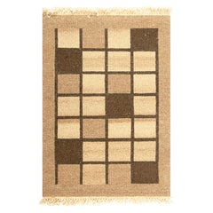 Rug & Kilim’s Gift-Size Soumak Rug with Beige-Brown Geometric Pattern