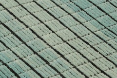 Rug & Kilim’s Gradient Custom Rug Sample, Blue Ombre and Black Grid Pattern