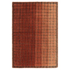 Rug & Kilim’s Gradient Custom Rug Sample, Rust and Peach Ombre with Black Grid