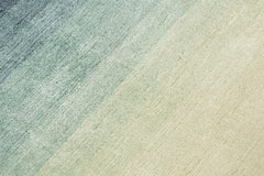 Rug & Kilim’s Gradient Custom Rug Sample with Green and Blue Geometric Patterns