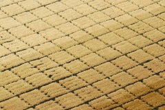 Rug & Kilim’s Gradient Rug in Creamy Beige-Brown Ombre Grid and High-Low Texture