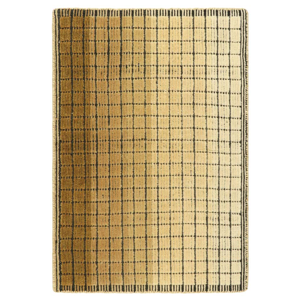 Rug and Kilim’s Gradient Custom Rug Sample In Beige-Brown Ombre Grid ...