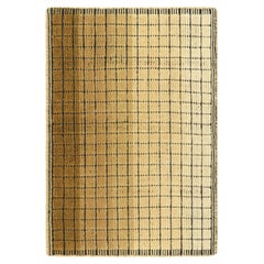 Rug & Kilim’s Gradient Rug in Creamy Beige-Brown Ombre Grid and High-Low Texture