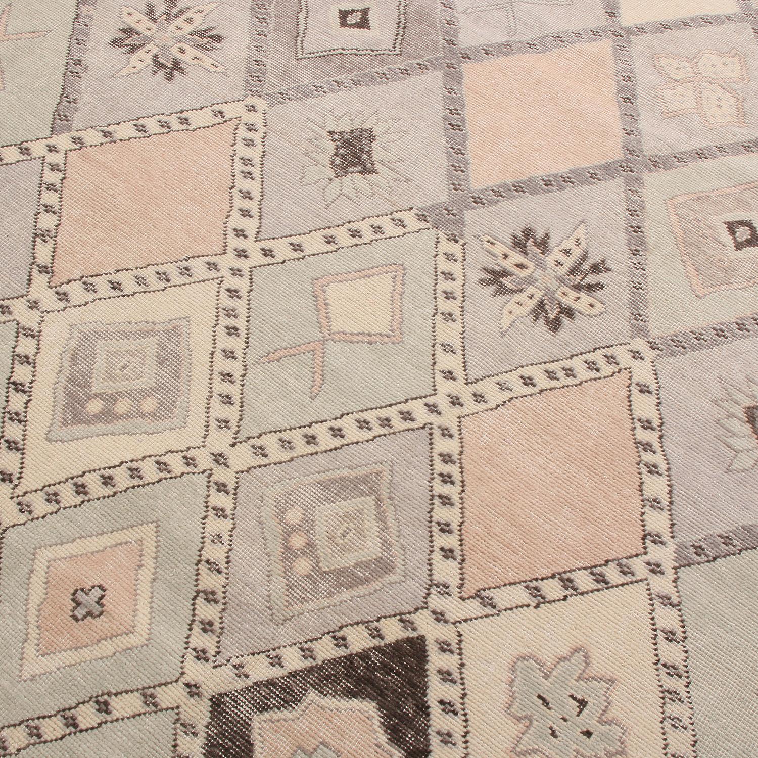 Indien Tapis et tapis Kilim's en laine grise et bleue de la collection Homage en vente