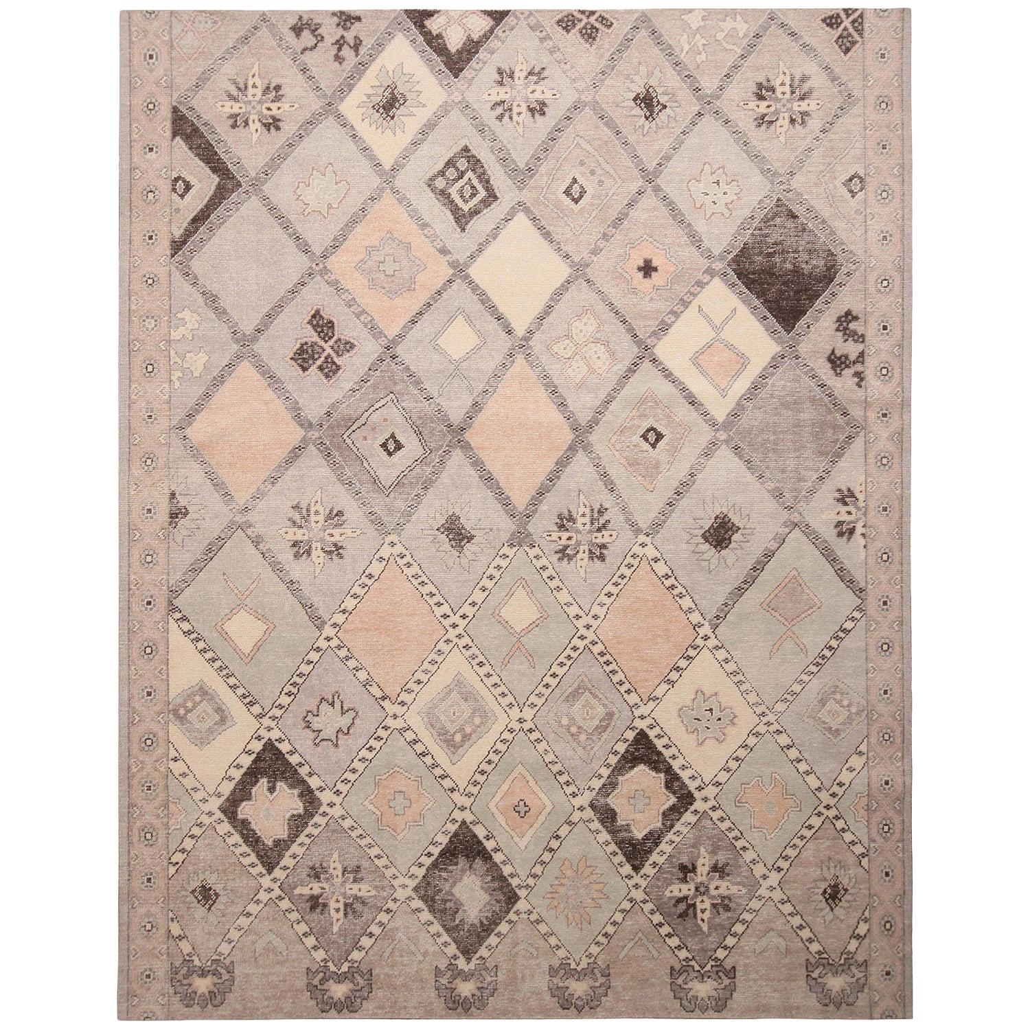 Rug & Kilim’s Gray and Blue Wool Rug from the Homage Collection For Sale