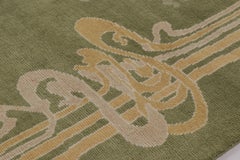 Rug & Kilim's Guimard Art Nouveau Inspired Rug, Green with Elegant Floral Frame