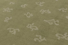 Rug & Kilim's Guimard Art Nouveau Inspired Rug, Green with Elegant Floral Frame