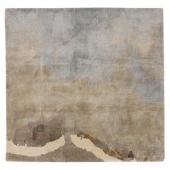Tapis d'accent abstrait noué à la main par Rug & Kilim en argent, motif beige-brun