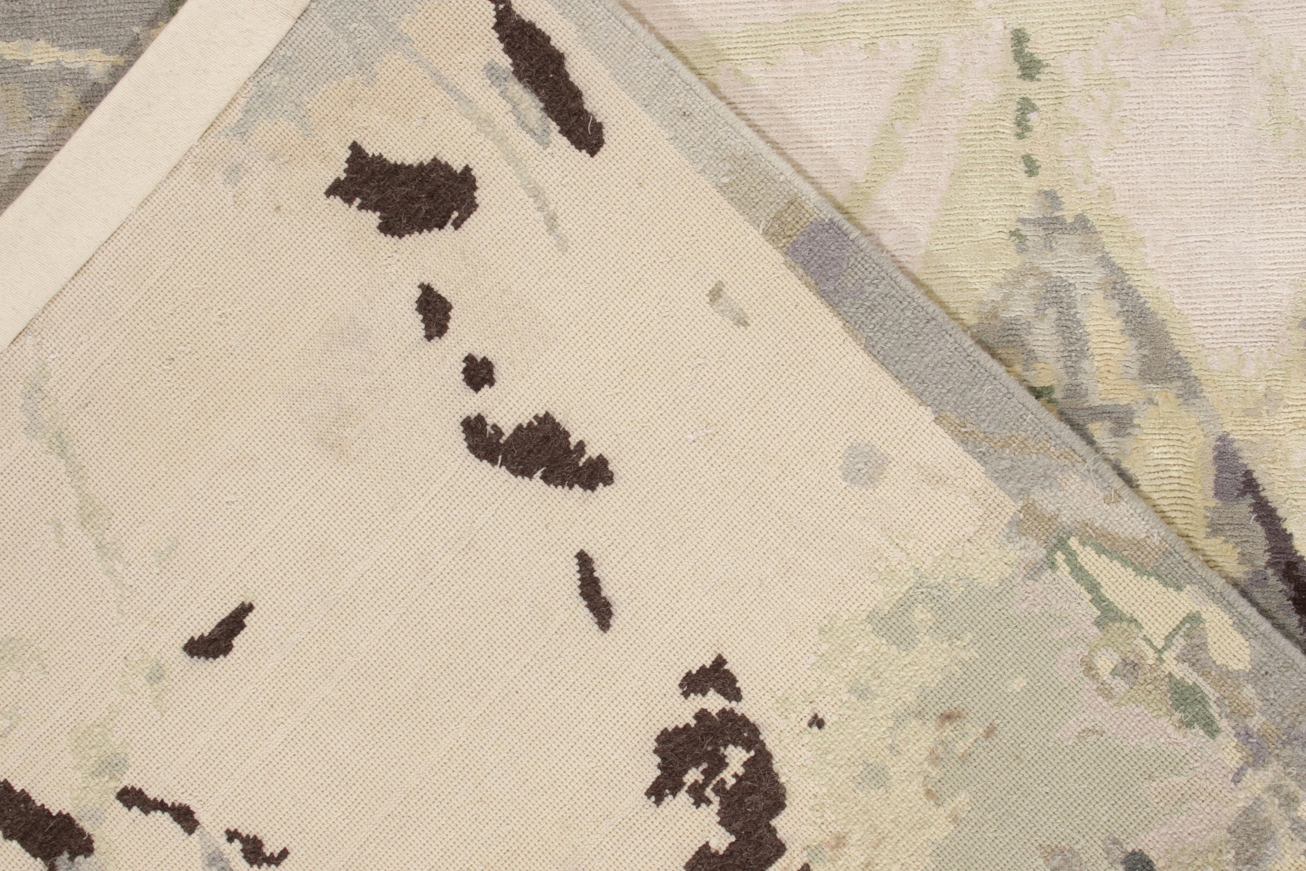 Rug & Kilim's handgeknüpfter abstrakter Kunstteppich in Grau und Weiß mit malerischen Mustern (Handgeknüpft) im Angebot