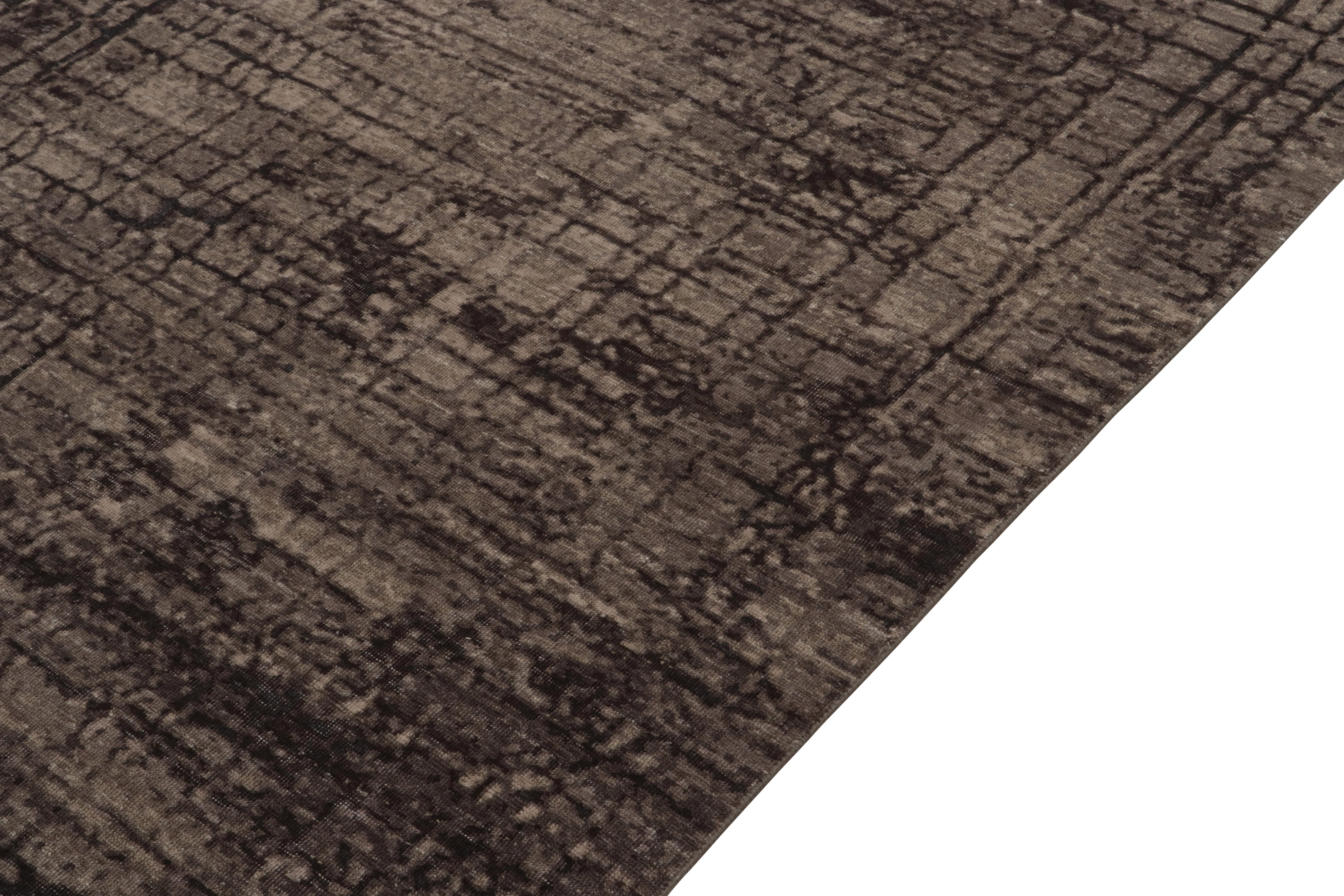 Contemporary Rug & Kilim's Hand-Knotted Abstract Rug in a Brown, Black Painterly Pattern For Sale