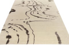 Rug & Kilim's Hand-Knotted Abstract Rug in Beige-Brown, White and Black Pattern