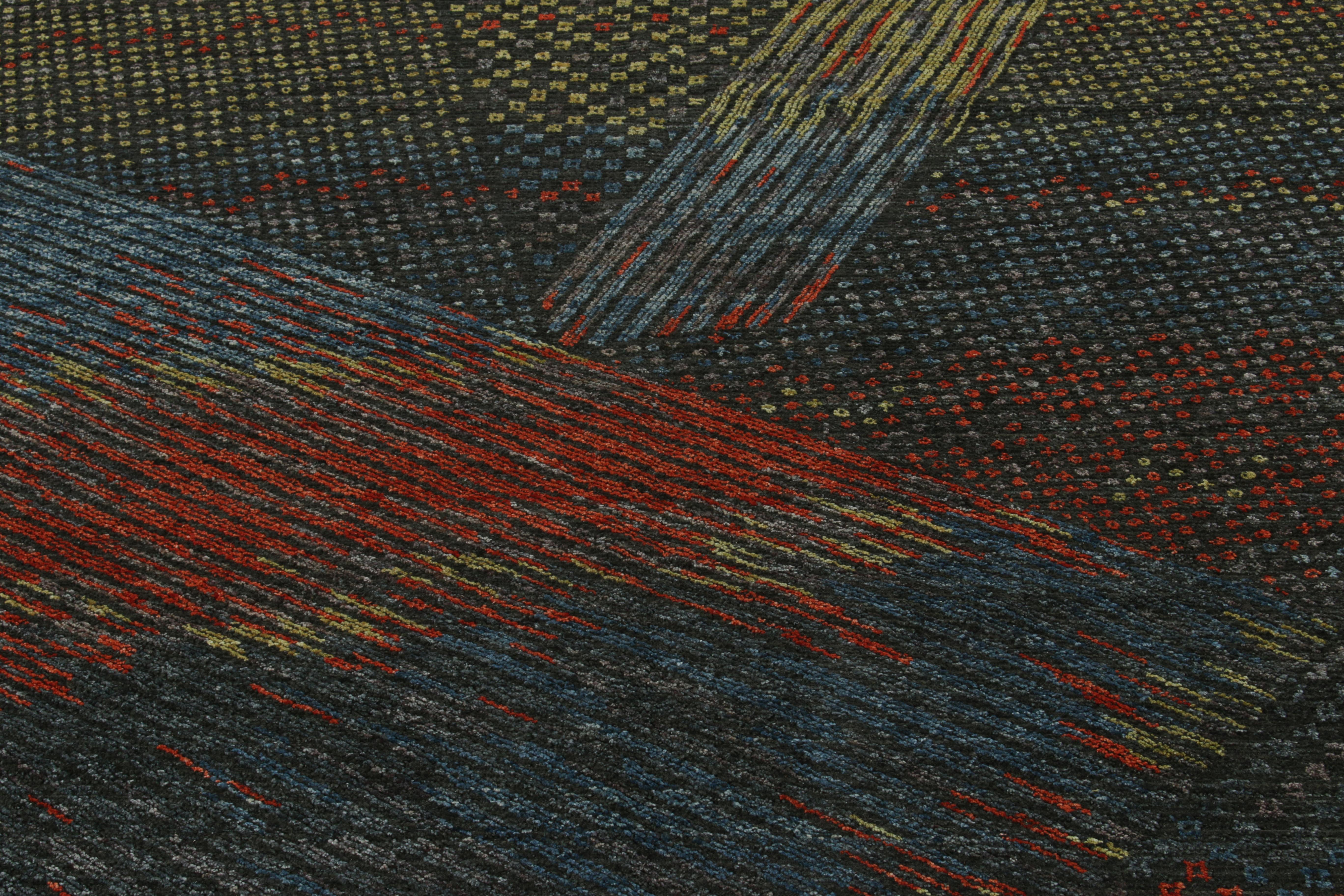 Pakistani Rug & Kilim's Hand-Knotted Abstract Rug in Blue, Green Red For Sale