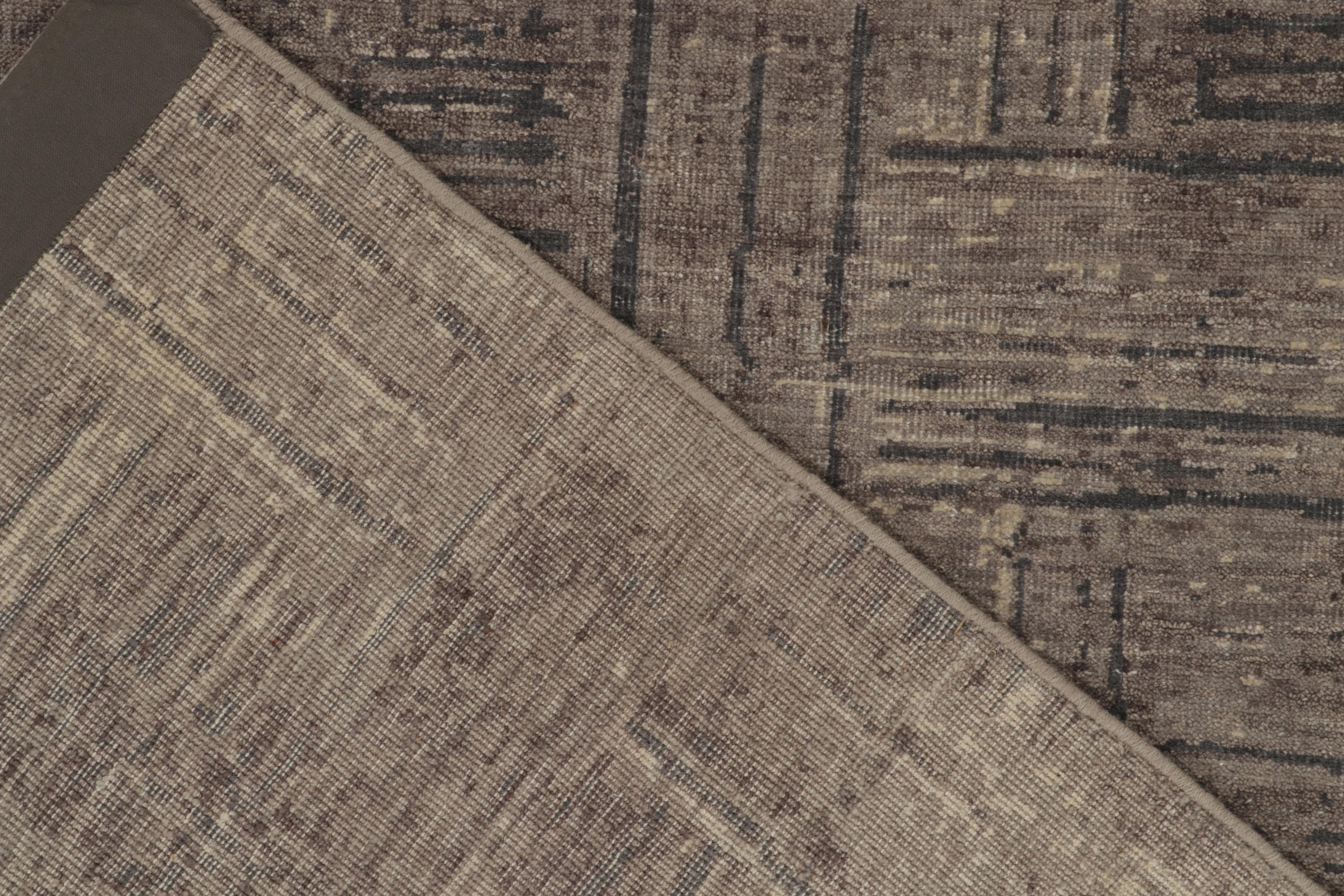 Teppich & Kelim's Handgeknüpfter abstrakter Teppich in Grau, Beige-Braun mit geometrischem Muster (Wolle) im Angebot