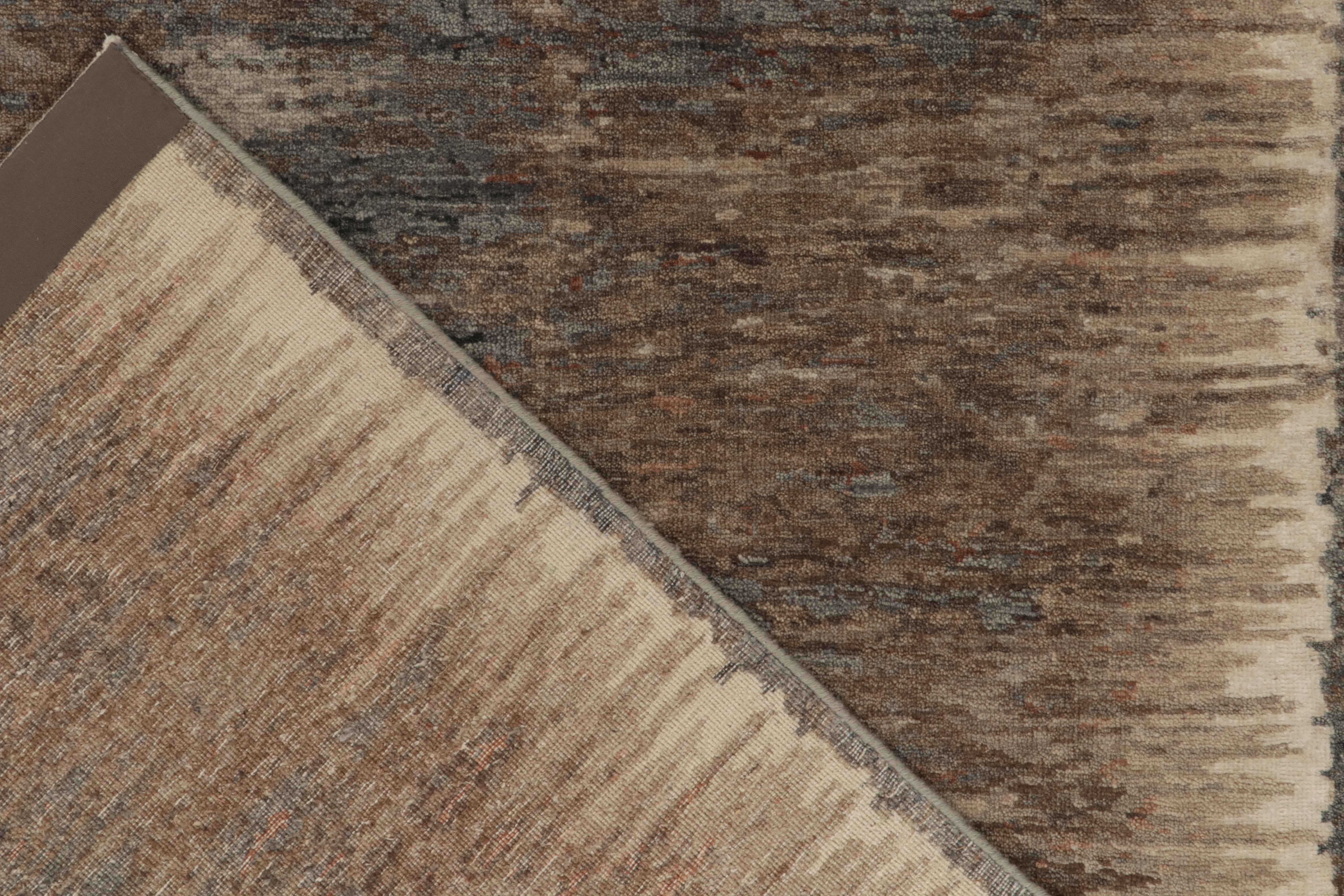 Teppich & Kelim's Handgeknüpfter abstrakter Teppich in Grau, Beige-Braun mit Gemäldemuster (Wolle) im Angebot