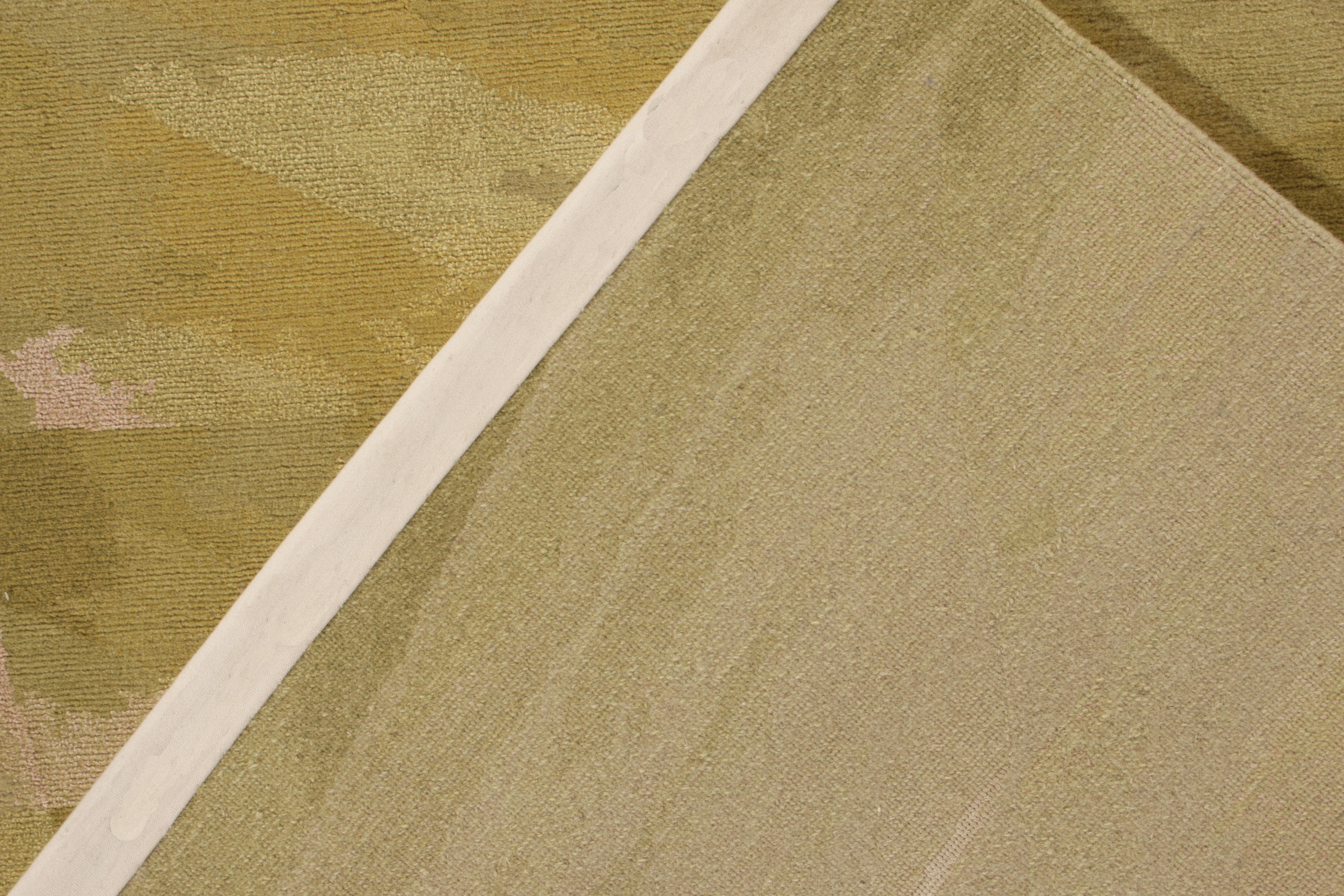 Rug & Kilim's Hand-Knotted Abstract Rug in Olive Green, Wool and Silk In New Condition For Sale In Long Island City, NY