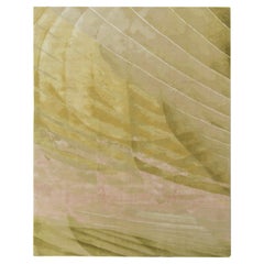 Rug & Kilim's Hand-Knotted Abstract Rug in Olive Green, Wool and Silk