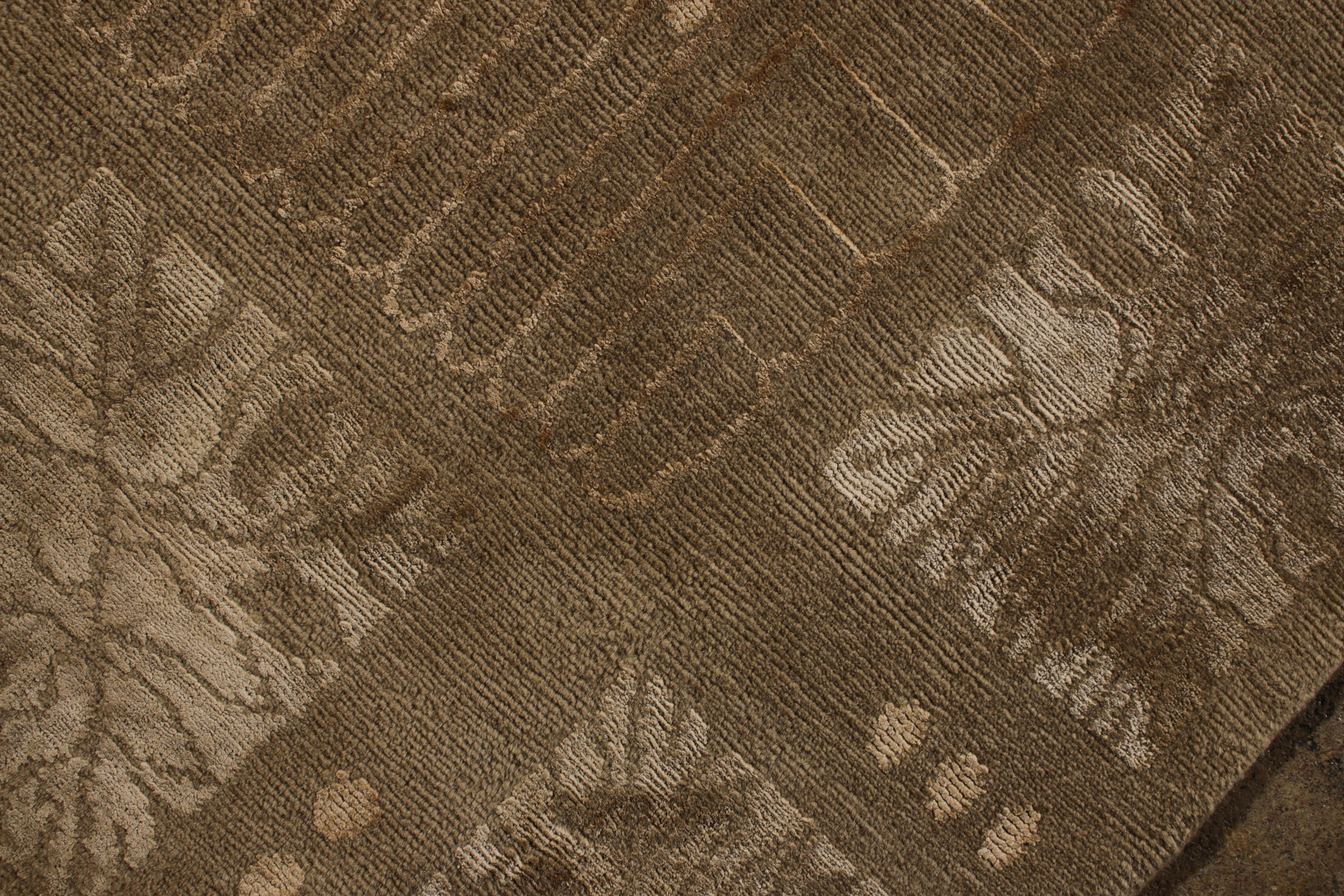 XXI secolo e contemporaneo Rug & Kilim: Tappeto annodato a mano in stile Art Deco Beige Verde Modello personalizzato in vendita