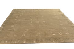 Rug & Kilim: Tappeto annodato a mano in stile Art Deco Beige Verde Modello personalizzato