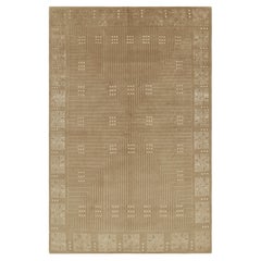 Rug & Kilim's Hand Knotted Art Deco Style Rug Beige Green Custom Pattern