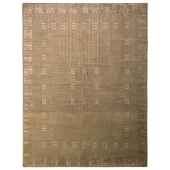 Rug
Kilim
s handgeknüpfter Art-Deco-Teppich Beige Grün Individuelles Muster