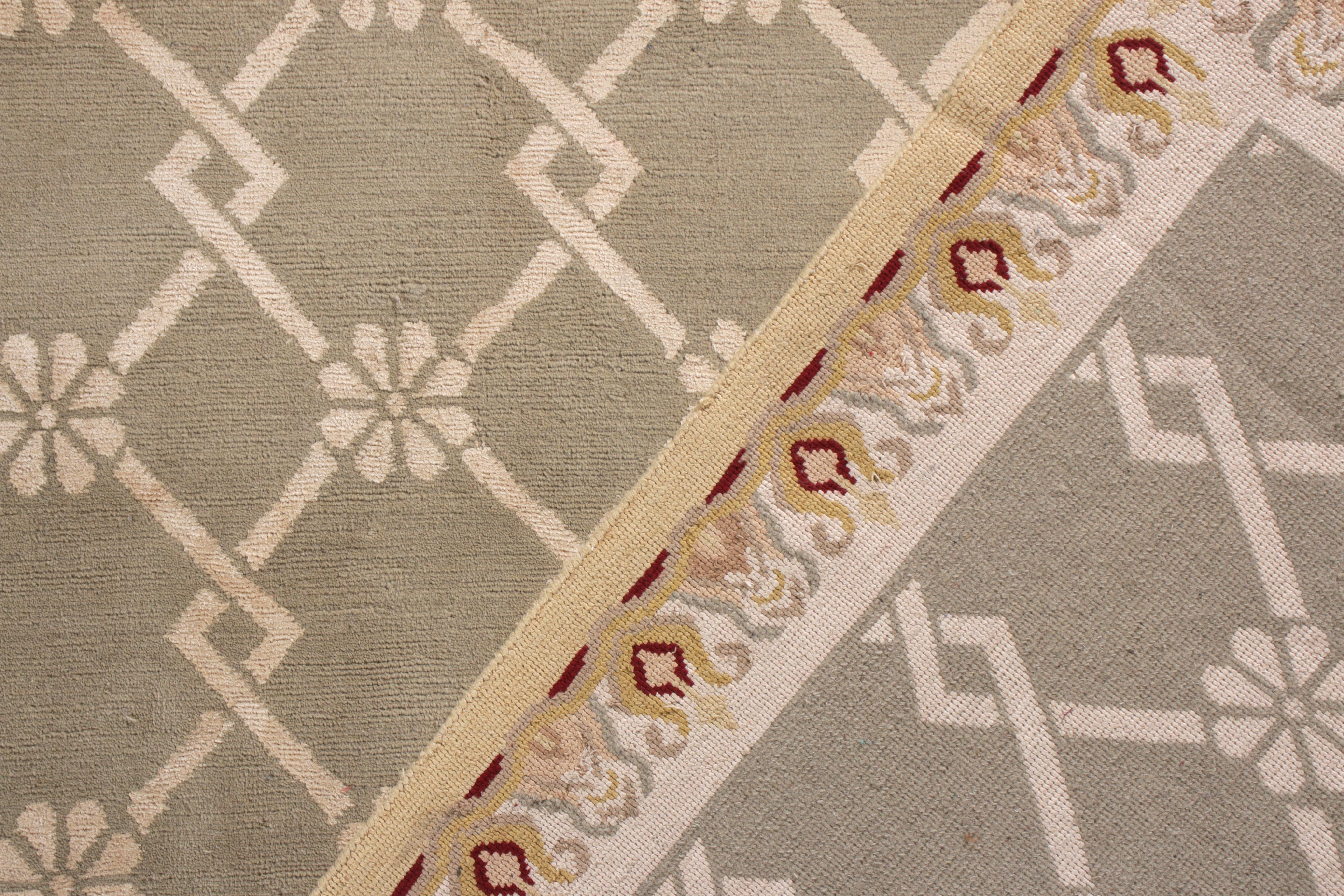 Rug & Kilim's Hand Knotted Aubusson Style Rug in Beige-Brown Medallion Pattern In New Condition For Sale In Long Island City, NY