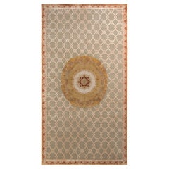 Rug & Kilim's Hand Knotted Aubusson Style Rug in Beige-Brown Medallion Pattern