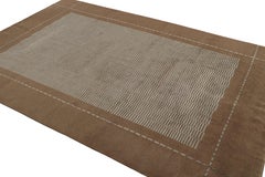 Rug & Kilim's Hand Knotted Austrian Art Deco Style Rug in Brown and Blue