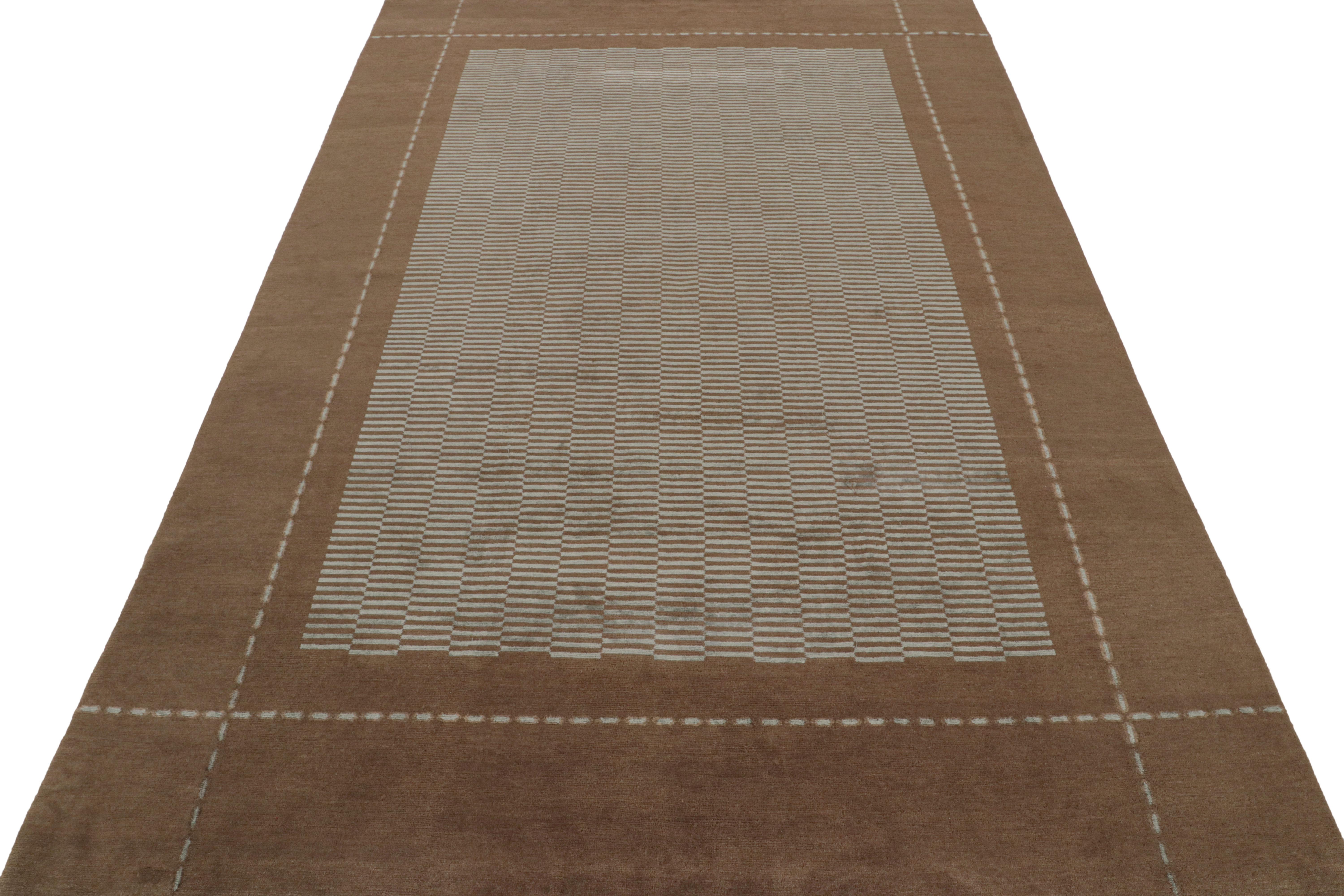Art Déco Rug & Kilim è un tappeto austriaco in stile Art Deco annodato a mano, di colore marrone e blu. in vendita
